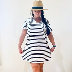 Navy Blue Striped T Shirt Dress